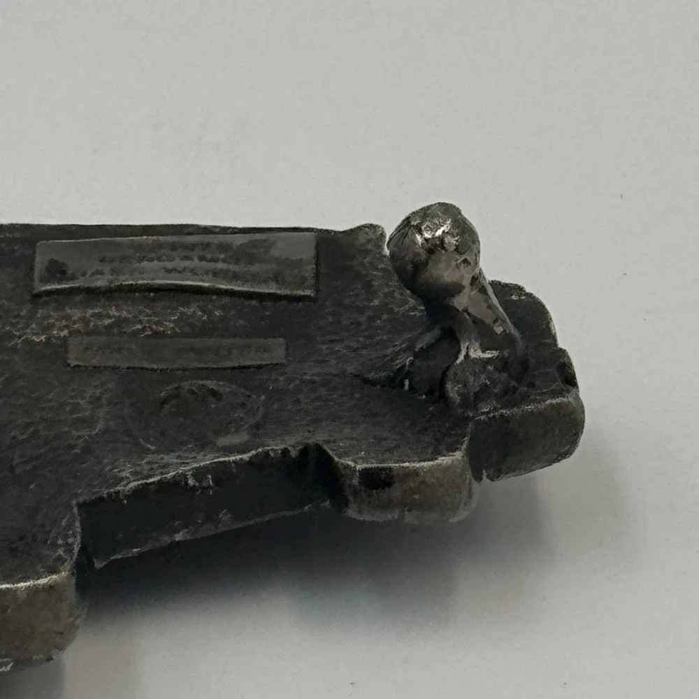 Vintage 1978 Bergamot Brass Works Fire Truck Belt Buckle Made in USA‎ Pewter 3D